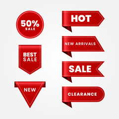 set of red and yellow sale labels