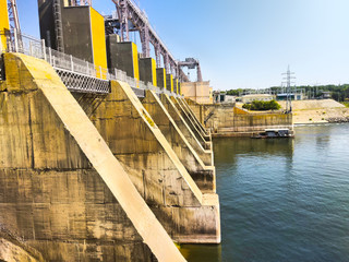 a dam of a hydroelectric power station on the Dniester river, supplying many areas with electricity.
