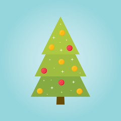 Christmas Tree Silhouette, Festive Christmas Tree Vector Icon Illustration