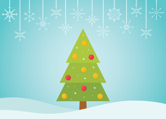 Christmas Tree Silhouette, Festive Christmas Tree Vector Icon Illustration