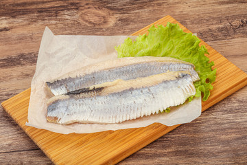 Herring fillet with salad leaves