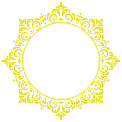 Decorative frame Elegant vector element for design in Eastern style, place for text. Floral yellow border. Lace illustration for invitations and greeting cards