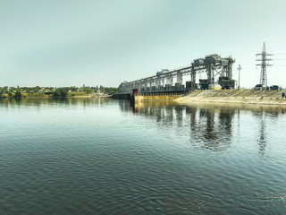 a dam of a hydroelectric power station on the Dniester river, supplying many areas with electricity.