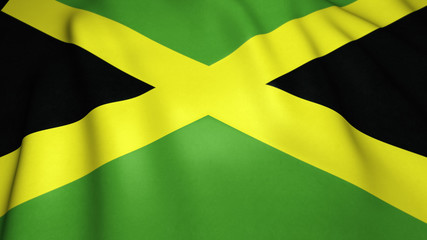 Waving realistic Jamaica  flag on background, 3d illustration