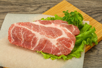 Raw pork meat neck steack