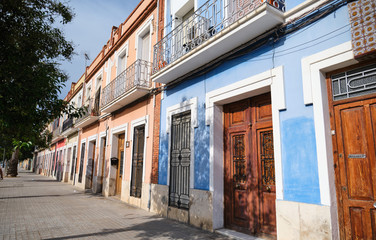 Fototapeta na wymiar Colored houses in Valencia, Spain.