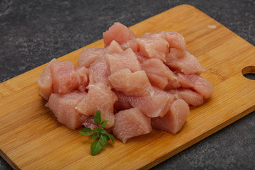 Raw diced chicken for cooking
