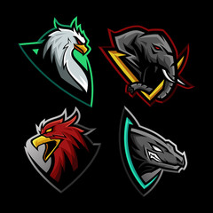 Set of Beast Mascot Logo Illustration