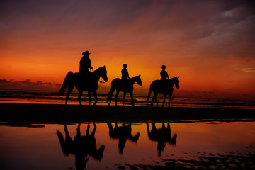 Riding on the Beach Silhouette 
