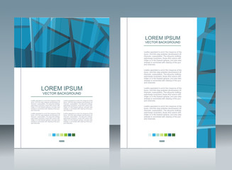 Vector  brochure template design with dark blue polygonal elements.