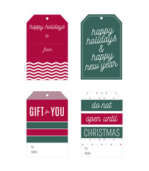 Set of Holiday Christmas Gift Tags and Card Template Vector Illustration Background Texture
