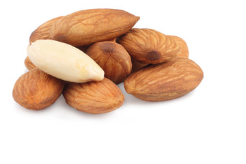 Almond nuts isolated on white background