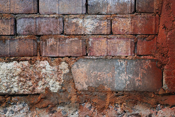 Brick uneven background with paint spots. Cement texture.
