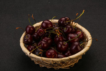 Sweet cherry in the basket
