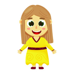 Girl, yellow, dress, kids, smile, happy