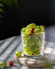 Gooseberries in a glass glass