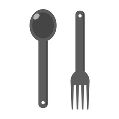 A set of metal spoons and forks for hiking or travel. Vector illustration.
