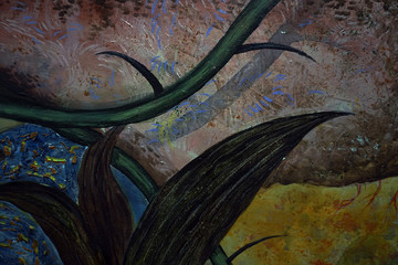 Art painting Abstract Acrylic Flower Nature Imagination from thailand