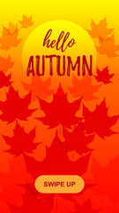 Autumn vertical design for social media stories with maple leaves. Place for text. Vector illustration