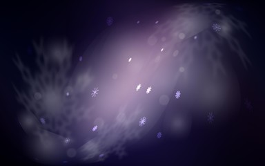 Dark Purple vector layout with bright snowflakes. Decorative shining illustration with snow on abstract template. New year design for your ad, poster, banner.