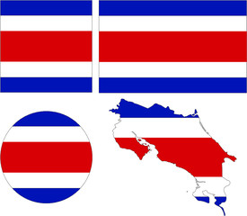 flags of costa rica with map