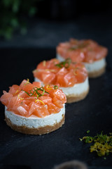 Savoury cheesecake with salmon and onion 