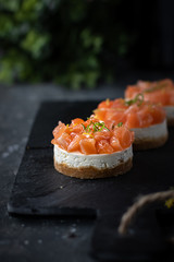 Savoury cheesecake with salmon and onion 