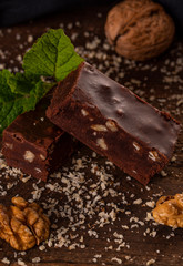 Homemade chocolate with nuts