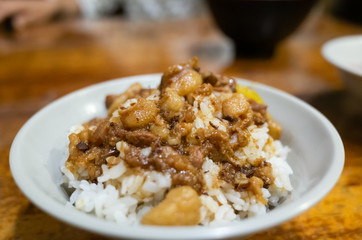 Chinese braised pork on rice