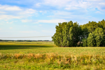 Beautiful landscape in Russia. The field goes to the horizon.