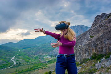 Girl in VR helmet