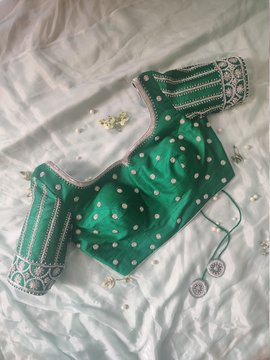 christmas stocking with gifts green blouse