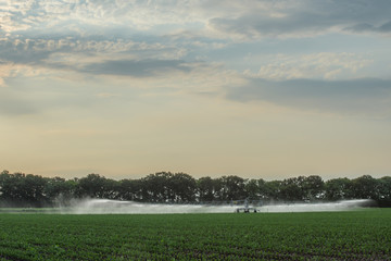 Crop watering using irrigation system