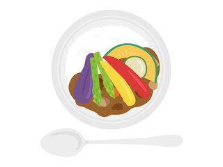 野菜カレーライスのイラスト