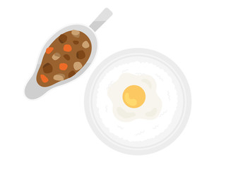 目玉焼きカレーライスのイラスト