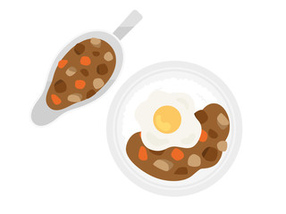 目玉焼きカレーライスのイラスト