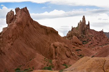 Rock formations known as Fairy Tale Castle, near the town of Kaji Say, Issyk Kul Lake, Kyrgyzstan