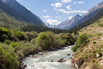 Fototapeta na wymiar Mountains in the Barskaun Gorge near the Issyk Kul Lake, Kyrgyzstan