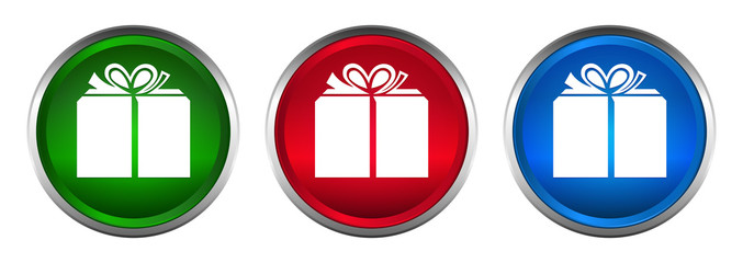 Gift box icon supreme round button set design illustration