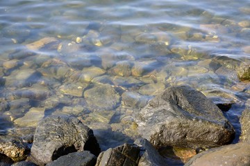 Fototapeta na wymiar Large rocks in the water