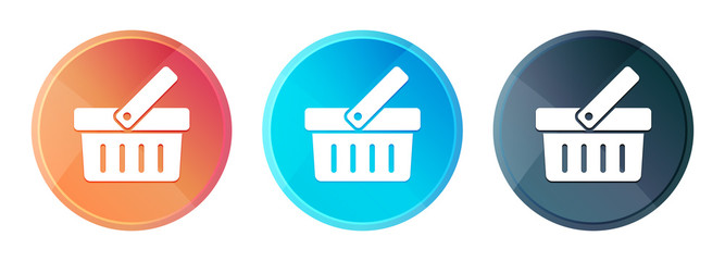 Shopping cart icon steam mist round button set shiny illustration