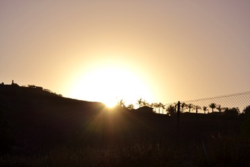 Silhouette of a sun setting