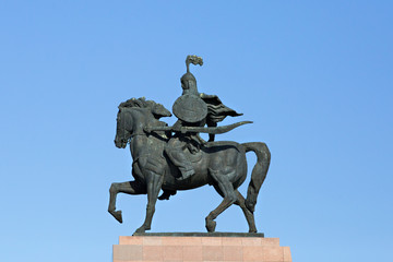 Monument of epic hero of Manas in Bishkek, Kyrgyzstan