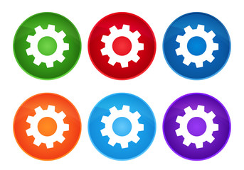 Process icon super round button set glass design