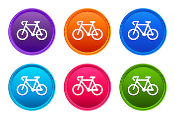 Bicycle icon luxury bright round button set 6 color vector