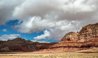 Half the hills in shade and the other half in sun, in the wilderness of AZ, USA