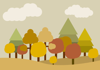 Paisaje con árboles y colores de otoño.