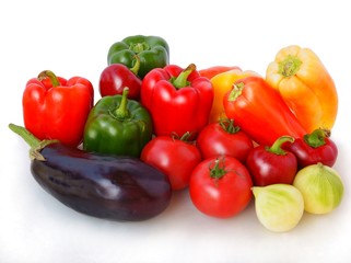 multicolor peppers,zzucchinies,egg-plants and other vegetables close up