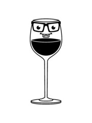 Wein Nerd Glas Geek Logo betrunken betrinken 