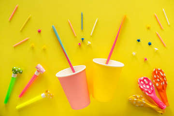 Birthday party background. Birthday flatlay